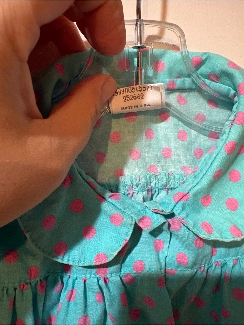 OshKosh B'gosh Teal Long-Sleeve Shirt with Pink Polka Dots